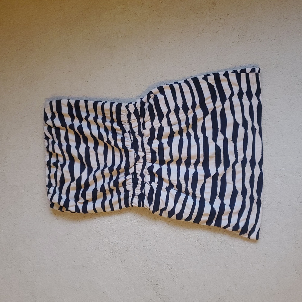 AQUA Striped Strapless Cotton Dress Pockets Size S